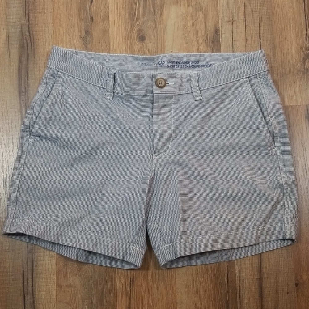GAP blue and white finely striped shorts.